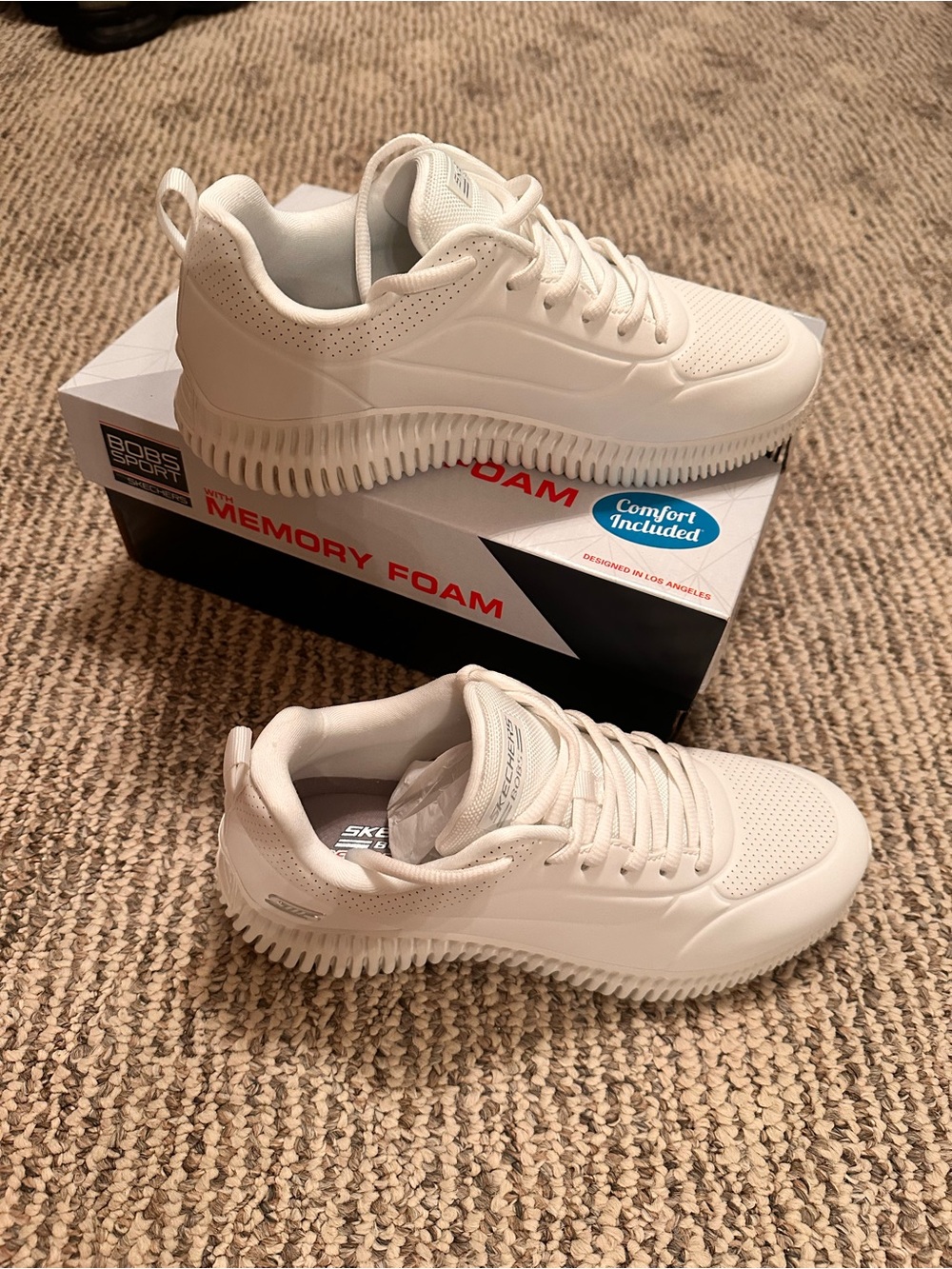 BOBS from Skechers Women's White Lace-Up Memory Foam Sneakers